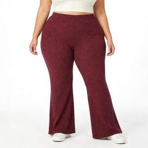 BP Brown Ribbed Wide Leg Pants Size 3X High Rise Stretch Lounge NWT